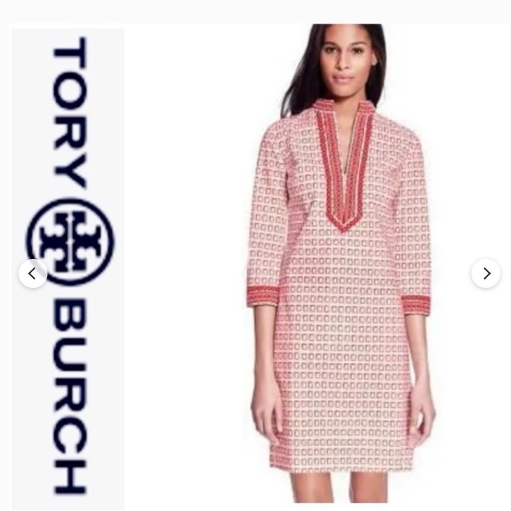 TORY BURCH Caftan Square Frame Red Tory Mini Dress Women’s Size: 2